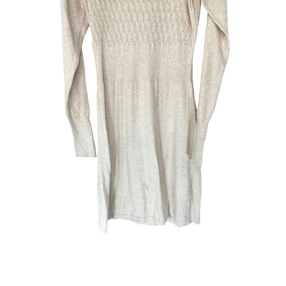 Prana Zora Cable Knit Cream Crew Neck Granola Girl Sweater Dress Size Small - Picture 6 of 14